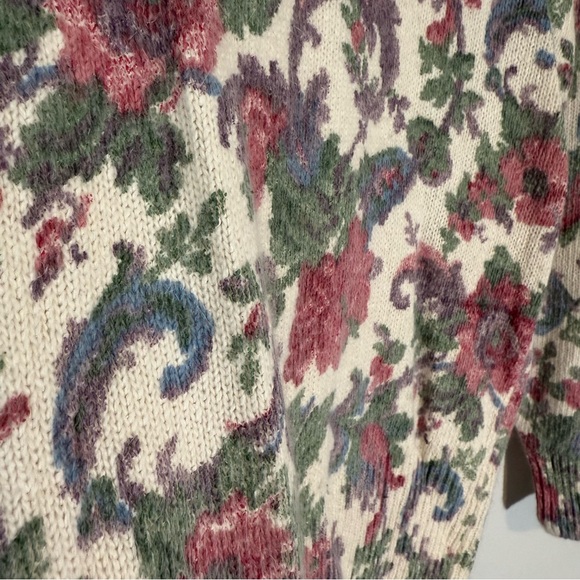 Vintage Silk Angora Blend Floral Sweater Women’s Size Medium - Picture 2 of 5